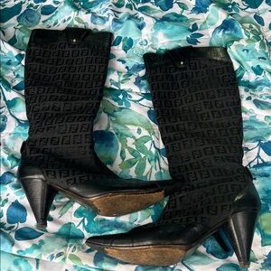 Black Zucca Fendi Vtg  Women's Boots size 38.5